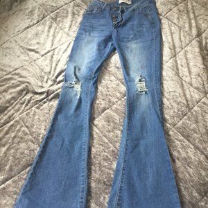 Ripped boot cut jeans
